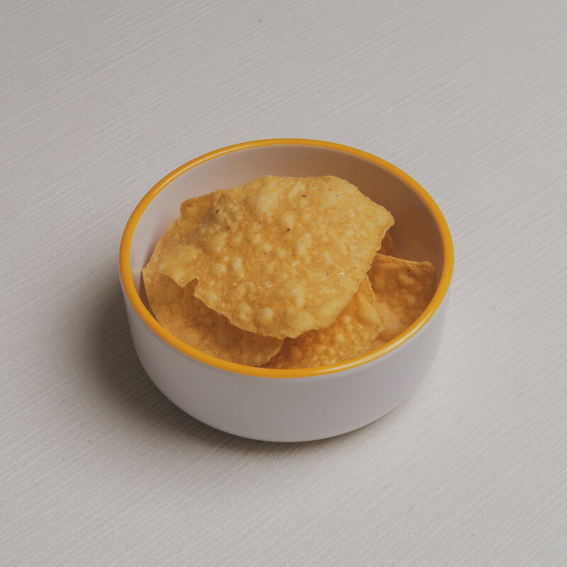 The chips Macro Bowl filled with tortilla chips.